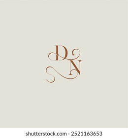 contemporary modern curvy DN initial with thin line monogram wedding style logo concept letter