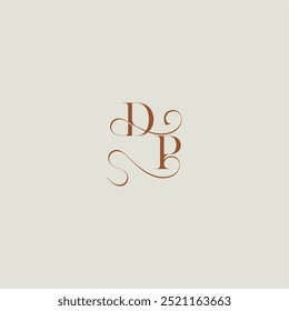 contemporary modern curvy DP initial with thin line monogram wedding style logo concept letter