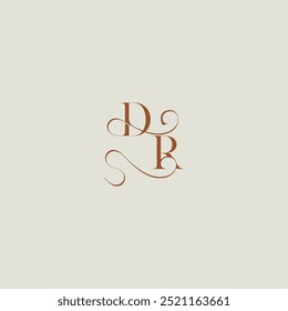 contemporary modern curvy DR initial with thin line monogram wedding style logo concept letter