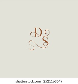 contemporary modern curvy DS initial with thin line monogram wedding style logo concept letter