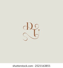 contemporâneo moderno curvy DU inicial com linha fina monograma casamento estilo logotipo carta conceito