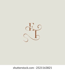 contemporâneo moderno curvy EI inicial com linha fina monograma estilo casamento logotipo carta conceito