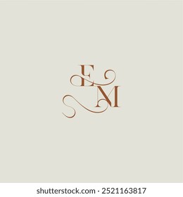 contemporary modern curvy EM initial with thin line monogram wedding style logo concept letter