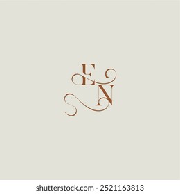 contemporary modern curvy EN initial with thin line monogram wedding style logo concept letter