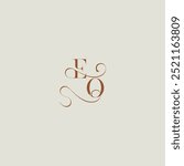 contemporary modern curvy EO initial with thin line monogram wedding style logo concept letter