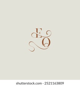 Curvy moderno contemporáneo EO inicial con línea delgada monograma estilo boda logo concepto letra