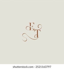 contemporary modern curvy ET initial with thin line monogram wedding style logo concept letter