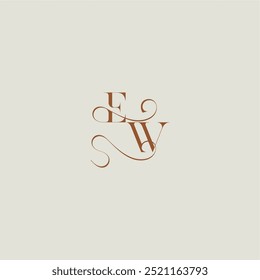 contemporary modern curvy EW initial with thin line monogram wedding style logo concept letter