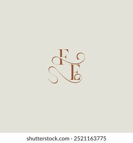 contemporary modern curvy FE initial with thin line monogram wedding style logo concept letter