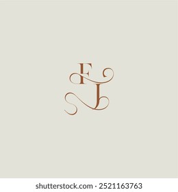 contemporary modern curvy FJ initial with thin line monogram wedding style logo concept letter