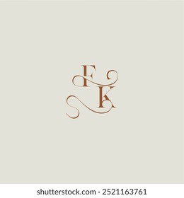 contemporary modern curvy FK initial with thin line monogram wedding style logo concept letter