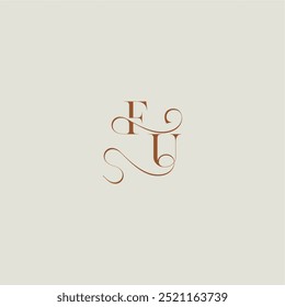 contemporary modern curvy FU initial with thin line monogram wedding style logo concept letter