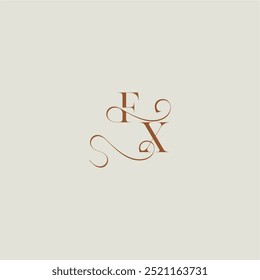 contemporâneo moderno curvy FX inicial com linha fina monograma casamento estilo logotipo carta conceito