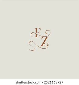 contemporary modern curvy FZ initial with thin line monogram wedding style logo concept letter