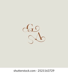 contemporary modern curvy GA initial with thin line monogram wedding style logo concept letter
