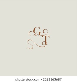 contemporary modern curvy monogram wedding style logo concept letter initial with thin line GT