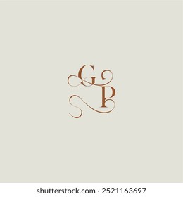 contemporâneo moderno curvy monograma casamento estilo logotipo carta conceito inicial com linha fina GP