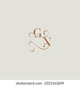 contemporary modern curvy monogram wedding style logo concept letter initial with thin line GN