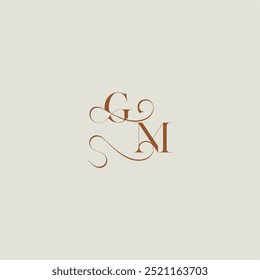 contemporary modern curvy monogram wedding style logo concept letter initial with thin line GM