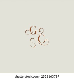 contemporary modern curvy monogram wedding style logo concept letter initial with thin line GC