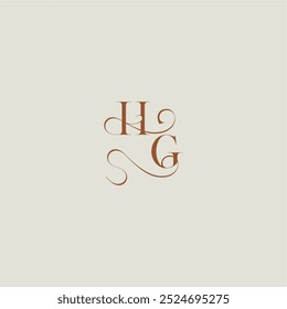contemporary modern curvy monogram wedding style logo concept letter initial with thin line HG
