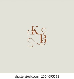 contemporary modern curvy monogram wedding style logo concept letter initial with thin line KB