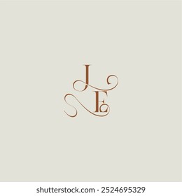 contemporary modern curvy monogram wedding style logo concept letter initial with thin line JE