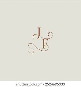 contemporary modern curvy monogram wedding style logo concept letter initial with thin line JF