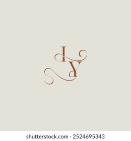 contemporary modern curvy monogram wedding style logo concept letter initial with thin line IY