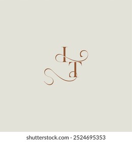 contemporary modern curvy monogram wedding style logo concept letter initial with thin line IT