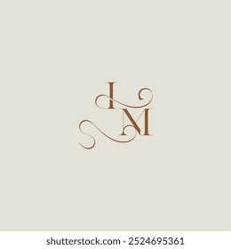 contemporary modern curvy monogram wedding style logo concept letter initial with thin line IM