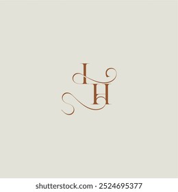 contemporary modern curvy monogram wedding style logo concept letter initial with thin line IH