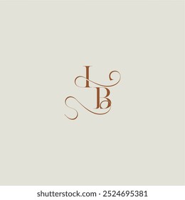 moderno contemporâneo curvy monograma casamento estilo logotipo conceito letra inicial com linha fina IB