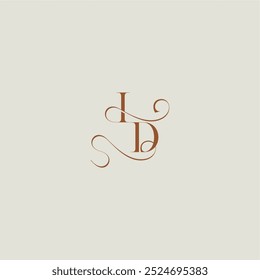 contemporary modern curvy monogram wedding style logo concept letter initial with thin line ID