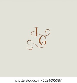 contemporary modern curvy monogram wedding style logo concept letter initial with thin line IG