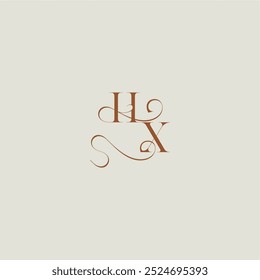 contemporary modern curvy monogram wedding style logo concept letter initial with thin line HX