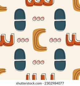 Contemporary Modern Trendy Pattern. Abstract Y2K pattern. Hand Drawn Vector Background