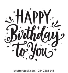 Contemporary Monoline Happy Birthday Lettering Great for Digital and Print Celebration Materials