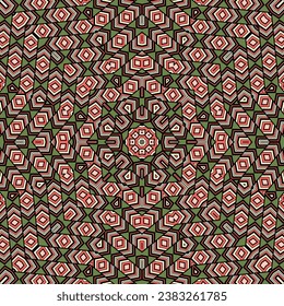 Contemporary mosaic repeated pattern graphic design. Tetro batik motif. Colorful geometrical background. Scandinavian traditional print. Artistic backdrop.