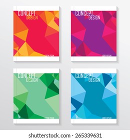 contemporary multicolored abstract brochure covers collection set templates in low polygon style- triangular geometric composition
