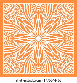 contemporary orange ethnic floral pattern on white