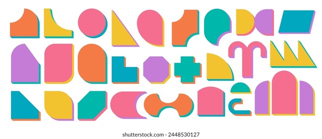 Contemporary organic brutal element vector set, modern retro funky sign collection, basic decorative y2k aesthetic figure graphic, vintage trendy memphis symbol illustration in cool 90s groovy style.