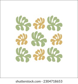 Contemporary organic plant shape. Trendy botanical wall art with floral design in danish pastel colors. Modern groovy funky interior decorations, paintings. Abstract matisse, naive style of leaves.