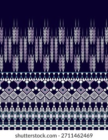 Un patrón contemporáneo inspirado en los motivos textiles tailandeses tradicionales, con Elementos estilizados de grano de arroz y diseños geométricos de diamantes en tonos pastel suaves sobre un fondo oscuro.