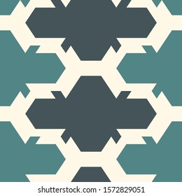 Contemporary pattern. Repeated geometric figures ornament. Modern mosaic tiles background. Seamless surface abstract design. Geo wallpaper. Digital paper, textile print. Vector illustration