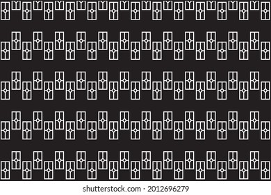 Contemporary of pattern vector. Design horizontal square rhombus white on black background. Design print for illustration, texture, wallpaper, background. Set 7
