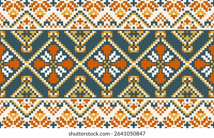 Contemporary Pixel Pattern for Fabric Printing with Retro Game Inspired Graphics and Bold Modern Layout Designed for Digital Artists and Surface Designers