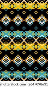 Contemporary Pixel Pattern for Fabric Printing with Retro Game Inspired Graphics and Bold Modern Layout Designed for Digital Artists and Surface Designers