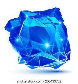 Contemporary plastic pixel dimensional object created from geometric figures, shiny complex futuristic 3d model.