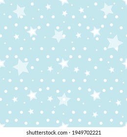 contemporary polka dot and stars shapes seamless pattern of dots and stars modern design on light blue background seamless pattern. Modern exotic design for paper, cover, fabric, interior decor 